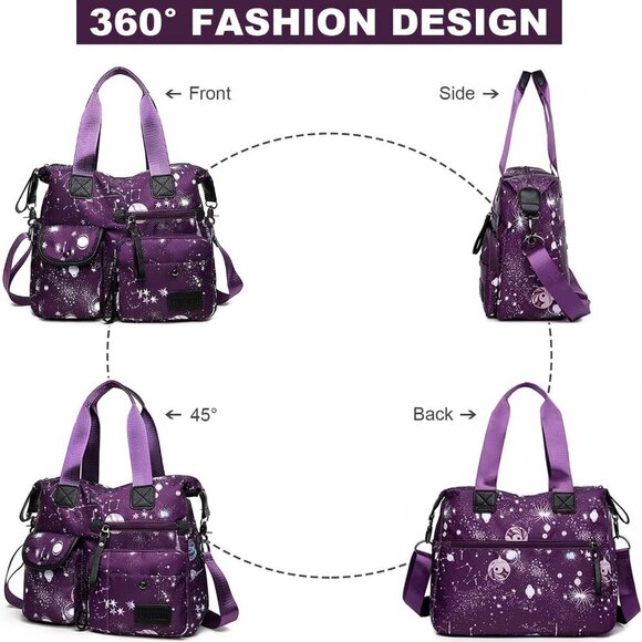 Tote Bag for Women,Multi Pockets Shoulder Handbag,Nurse Bag for Work,Large Cross - Picture 2 of 6